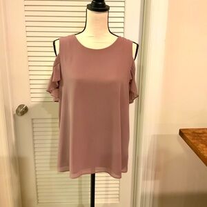 EUC Mauve Flirty Flutter Sleeve Blouse Sz Lrg